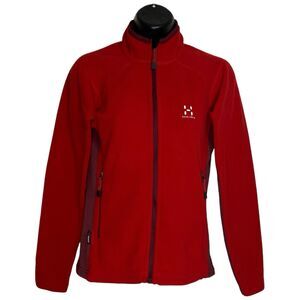 Haglofs Fleece Jacket Womens XS Polartec Red Full Zip High Neck Gorpcore Hiking